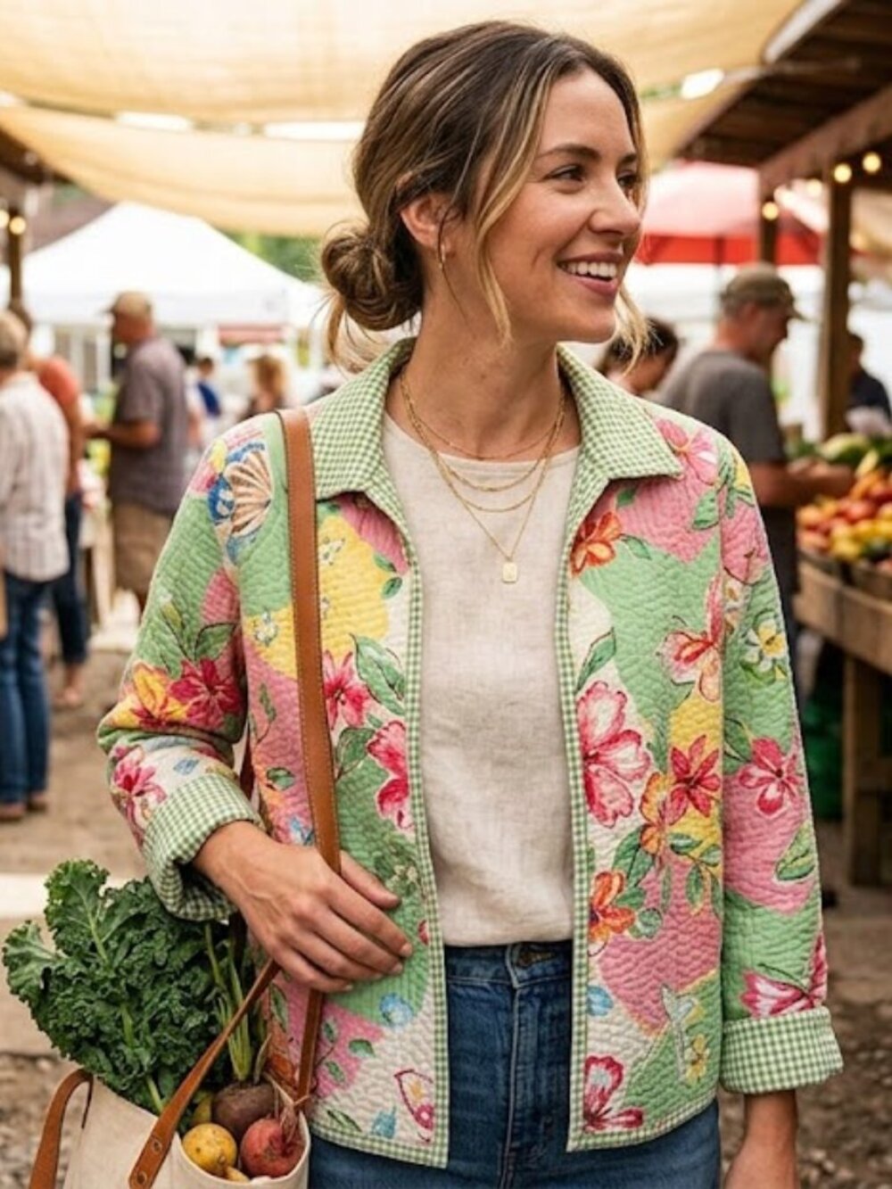 Alfred Dunner Quilted Cottage Core Reversible Jacket Vtg